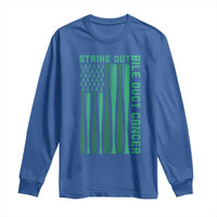 Strike Out Bile Duct Cancer Long Sleeve Shirt Baseball American Flag Hope Gift