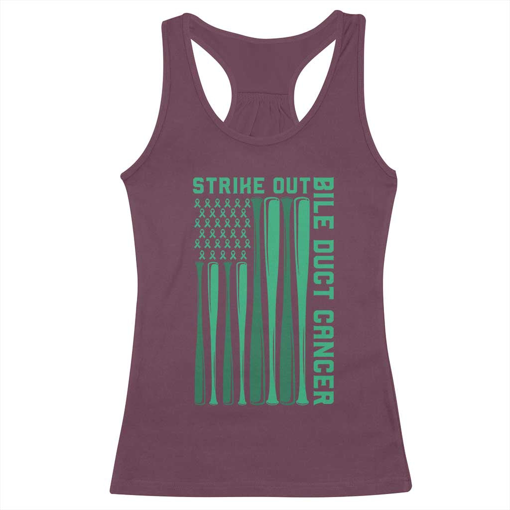 Strike Out Bile Duct Cancer Racerback Tank Top Baseball American Flag Hope Gift