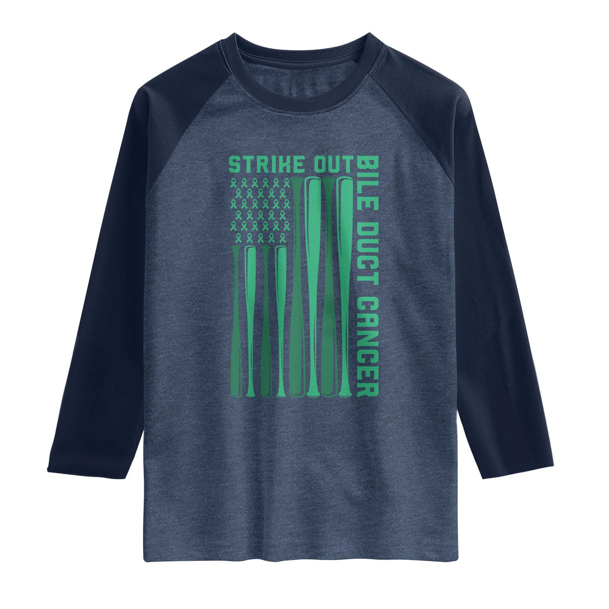 Strike Out Bile Duct Cancer Raglan Shirt Baseball American Flag Hope Gift