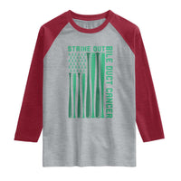 Strike Out Bile Duct Cancer Raglan Shirt Baseball American Flag Hope Gift