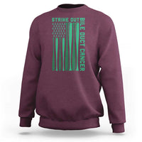 Strike Out Bile Duct Cancer Sweatshirt Baseball American Flag Hope Gift