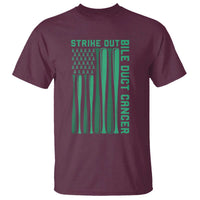 Strike Out Bile Duct Cancer T Shirt Baseball American Flag Hope Gift