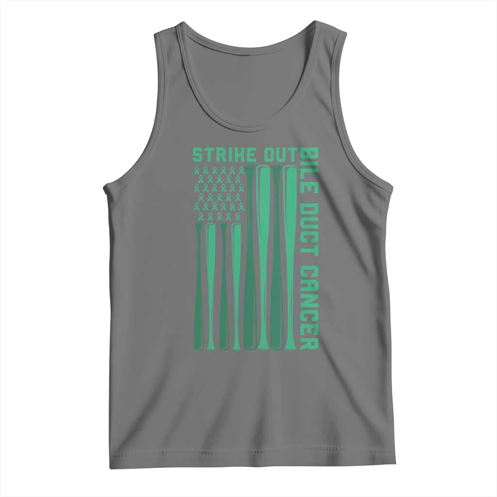 Strike Out Bile Duct Cancer Tank Top Baseball American Flag Hope Gift