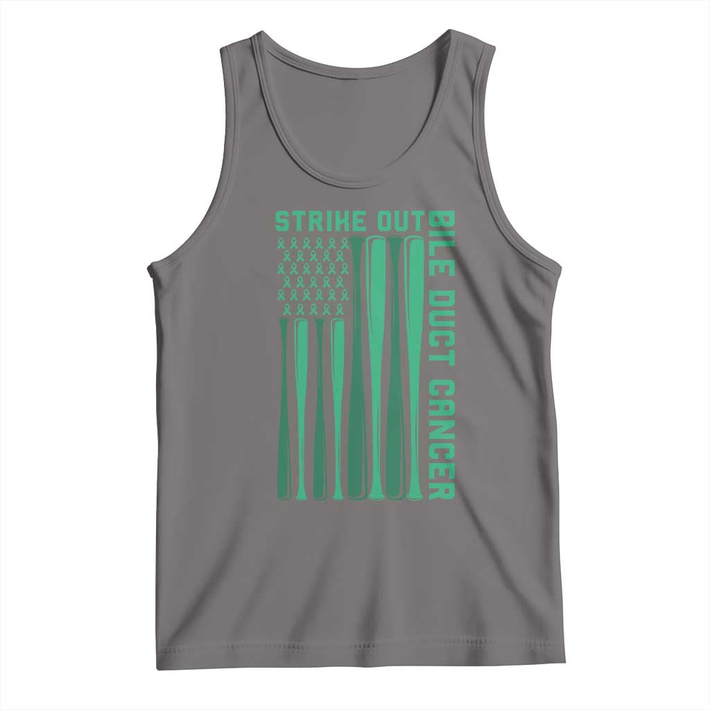 Strike Out Bile Duct Cancer Tank Top Baseball American Flag Hope Gift