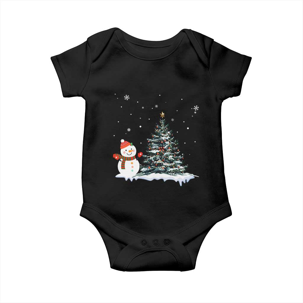 Christmas Snowman Baby Onesie Funny Snowmen With Christmas Tree - Wonder Print Shop