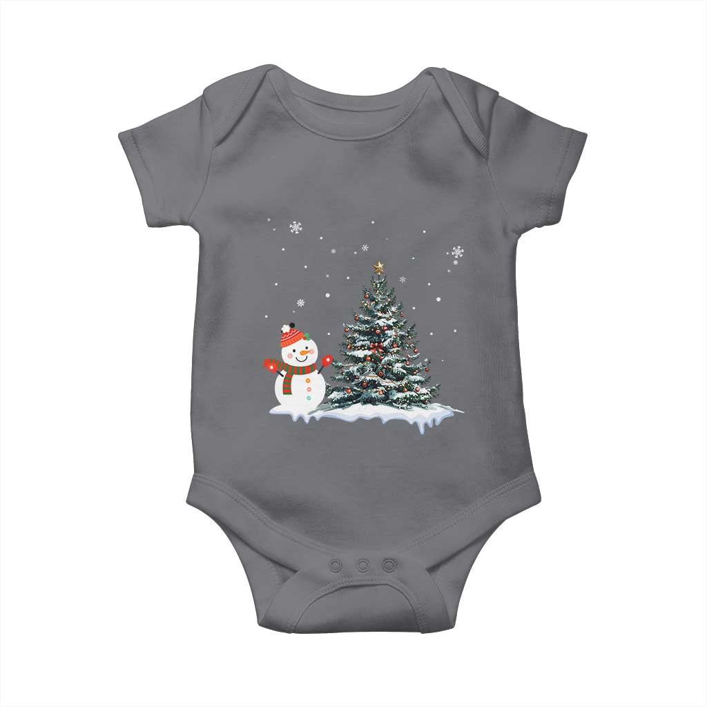 Christmas Snowman Baby Onesie Funny Snowmen With Christmas Tree - Wonder Print Shop