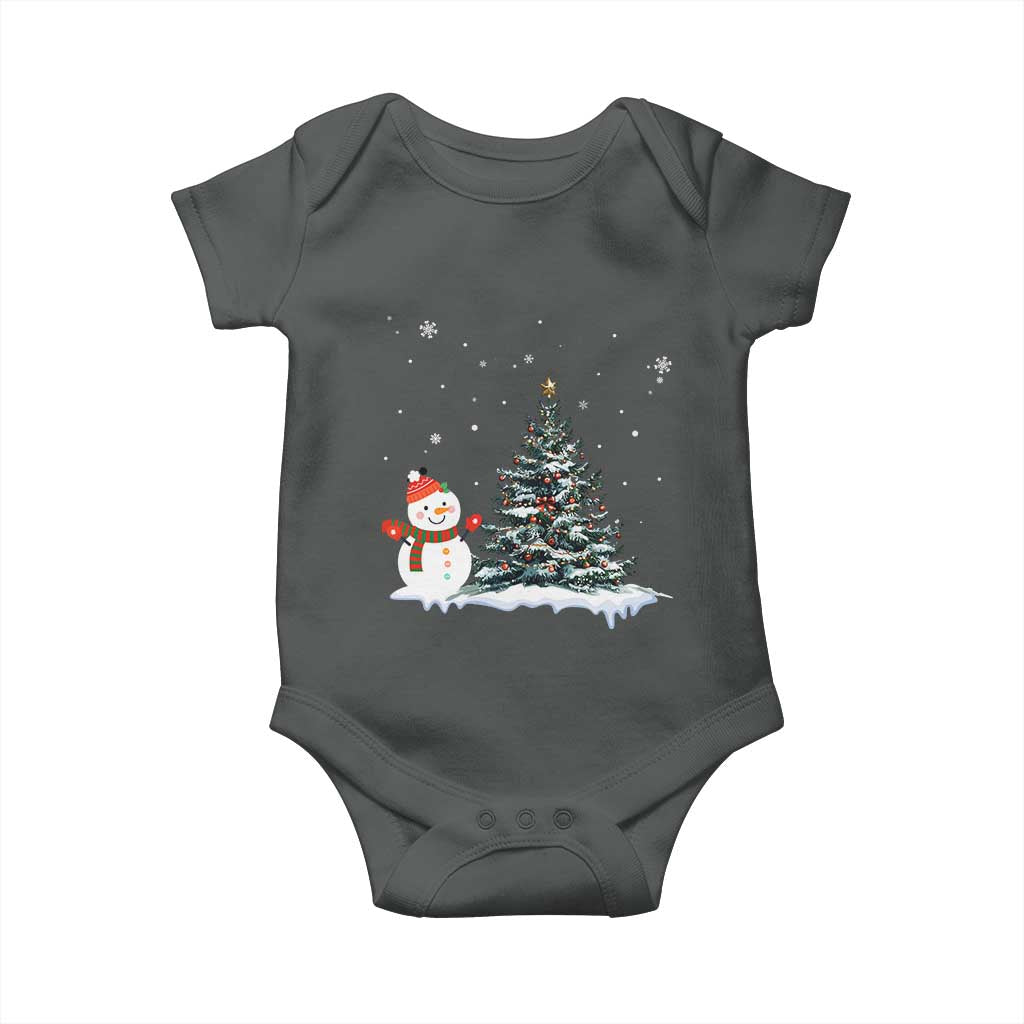 Christmas Snowman Baby Onesie Funny Snowmen With Christmas Tree - Wonder Print Shop