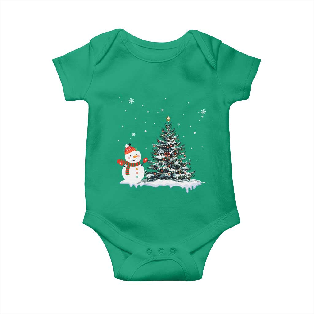 Christmas Snowman Baby Onesie Funny Snowmen With Christmas Tree - Wonder Print Shop