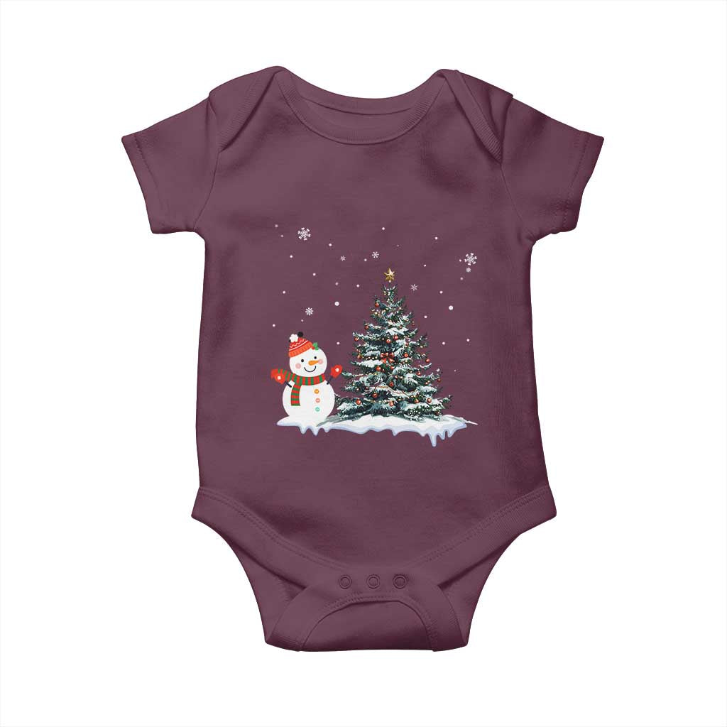 Christmas Snowman Baby Onesie Funny Snowmen With Christmas Tree - Wonder Print Shop