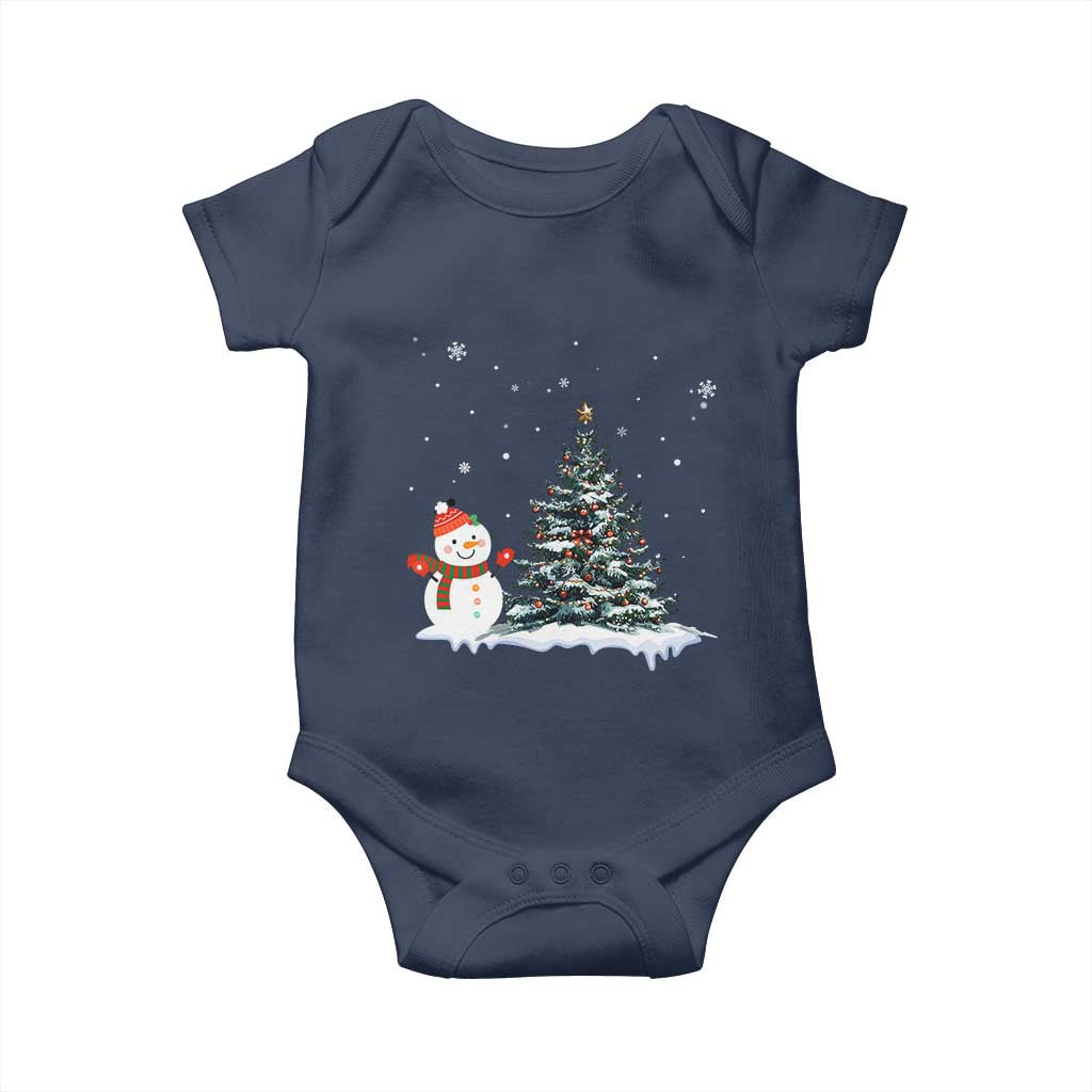 Christmas Snowman Baby Onesie Funny Snowmen With Christmas Tree - Wonder Print Shop