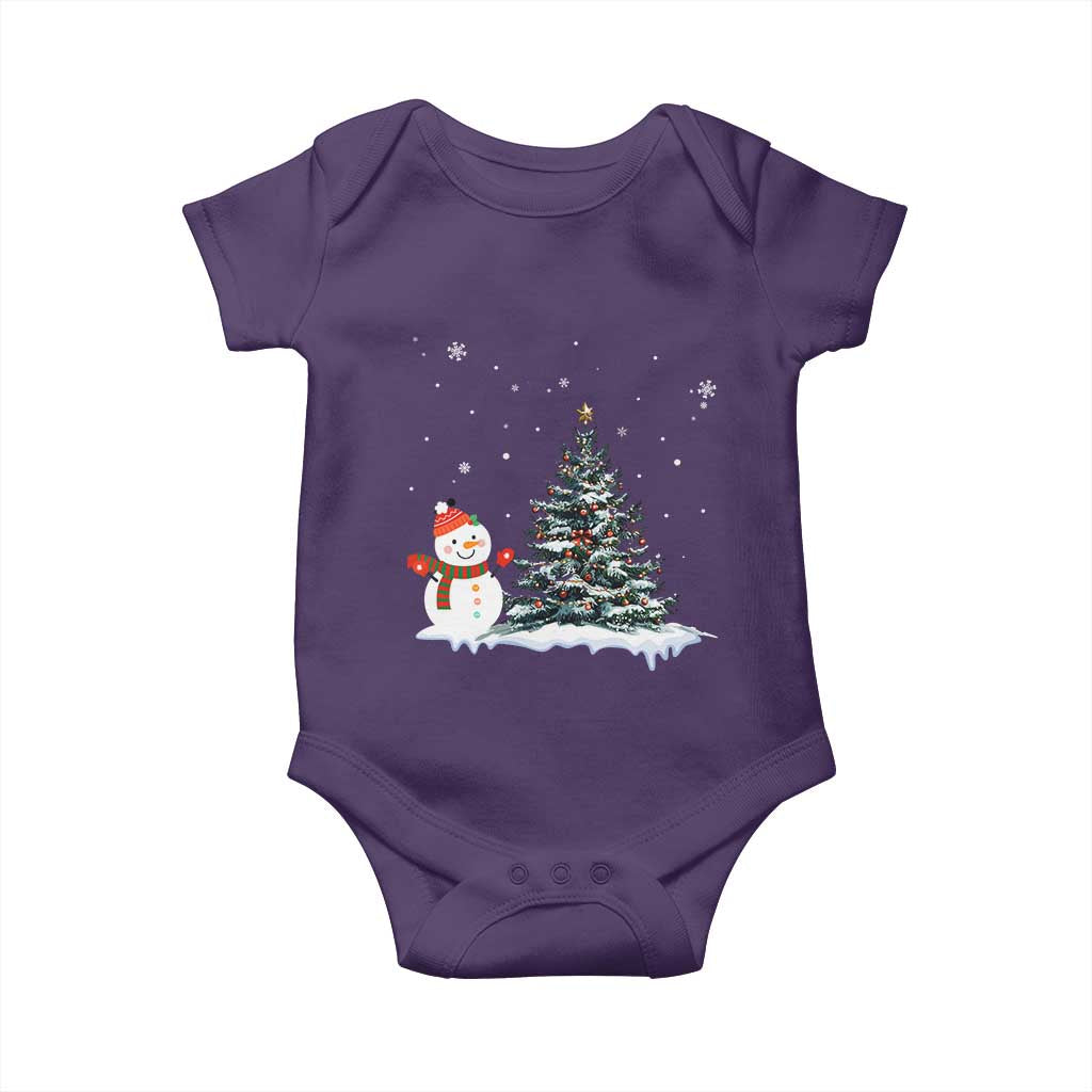 Christmas Snowman Baby Onesie Funny Snowmen With Christmas Tree - Wonder Print Shop