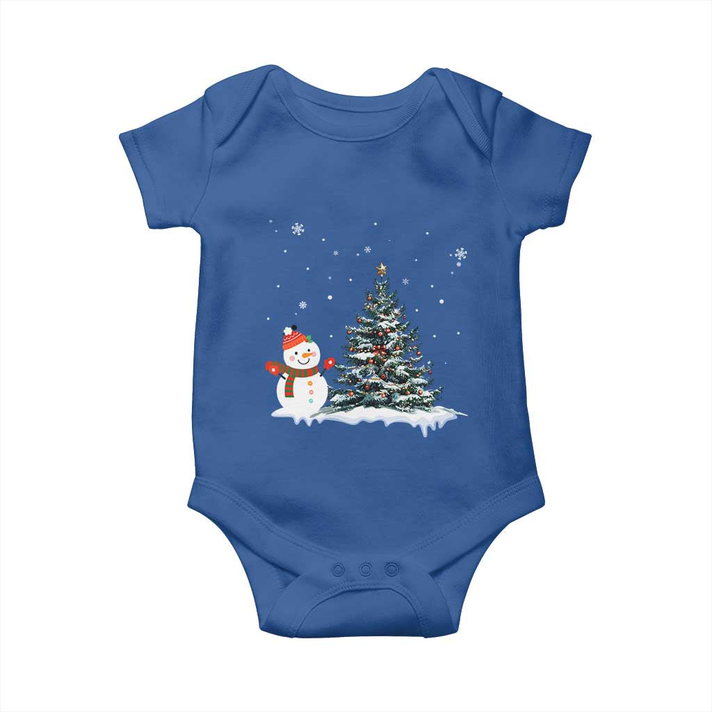 Christmas Snowman Baby Onesie Funny Snowmen With Christmas Tree - Wonder Print Shop