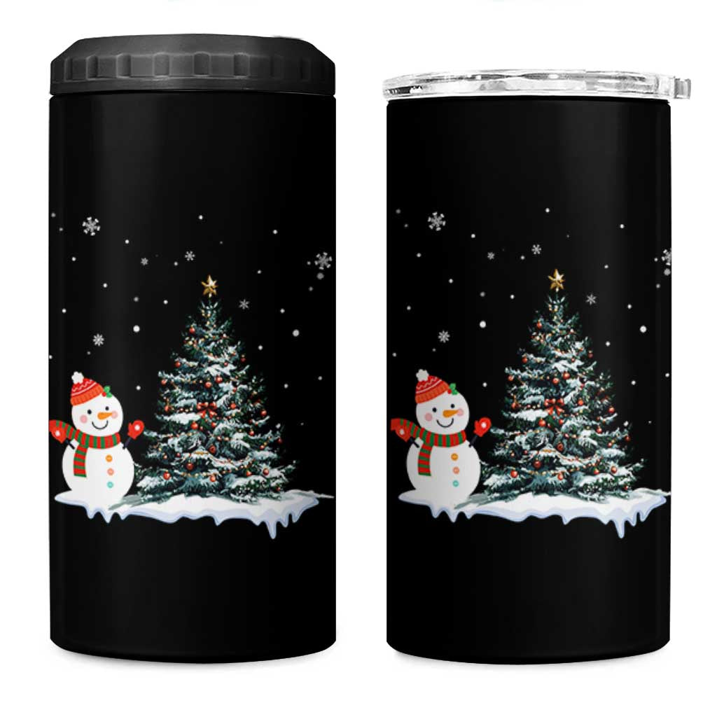 Christmas Snowman 4 in 1 Can Cooler Tumbler Funny Snowmen With Christmas Tree
