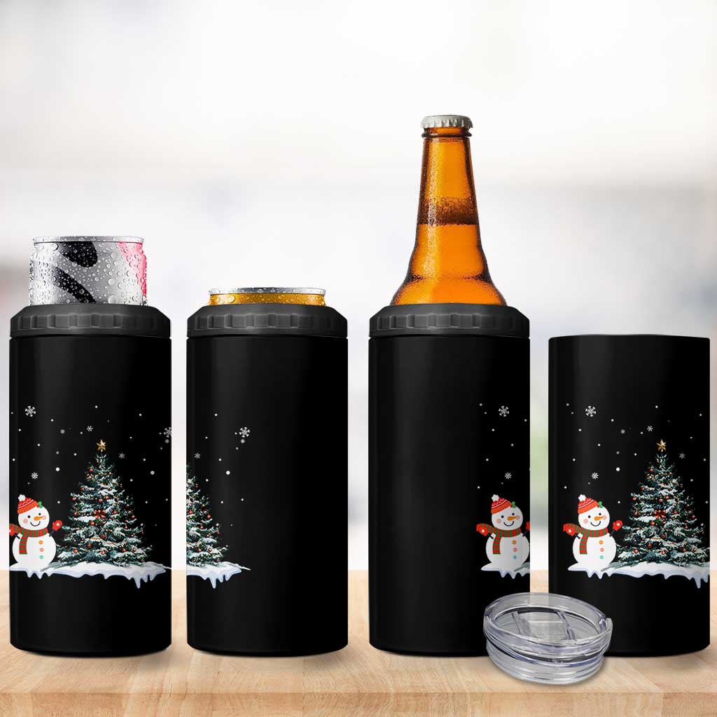 Christmas Snowman 4 in 1 Can Cooler Tumbler Funny Snowmen With Christmas Tree