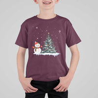 Christmas Snowman T Shirt For Kid Funny Snowmen With Christmas Tree - Wonder Print Shop