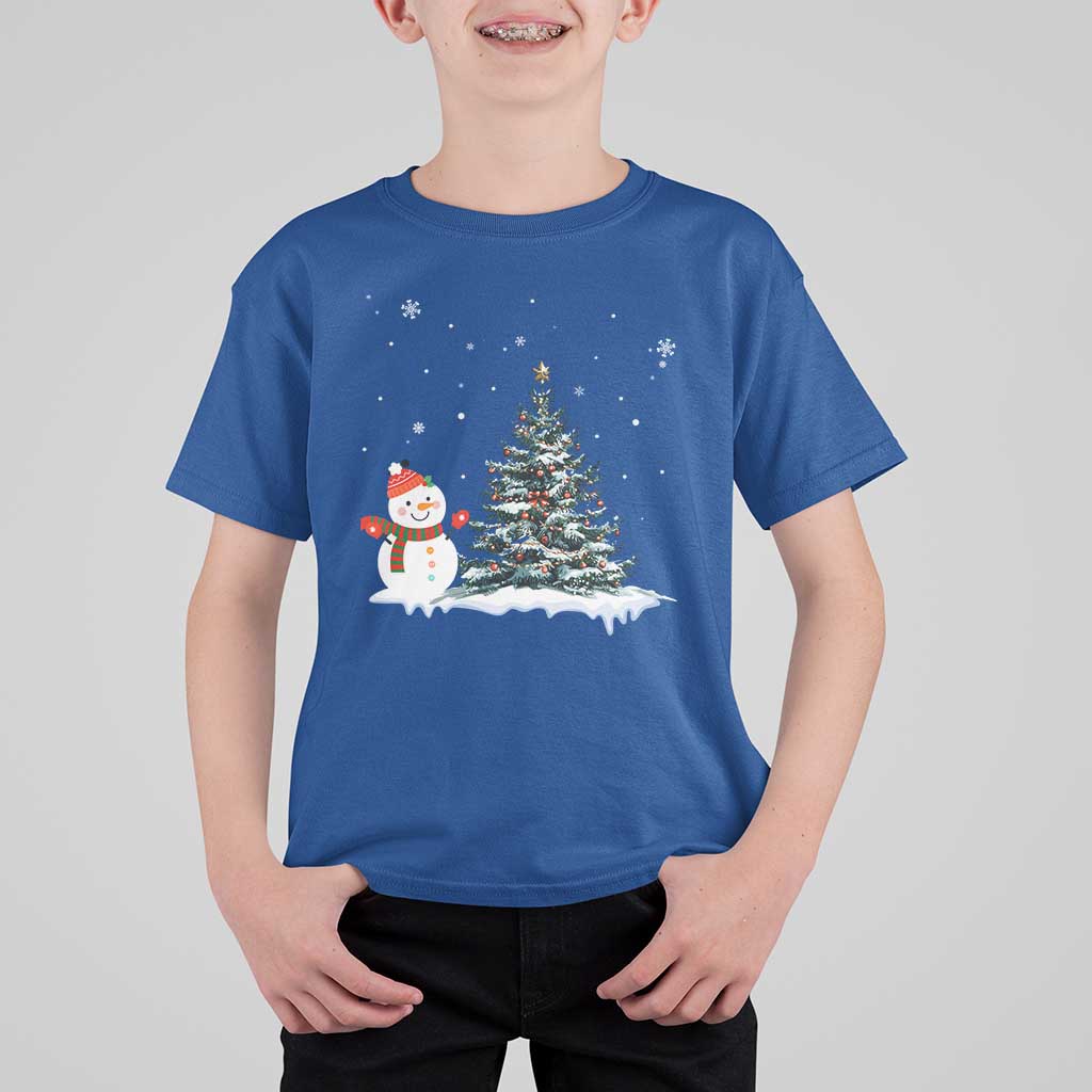 Christmas Snowman T Shirt For Kid Funny Snowmen With Christmas Tree - Wonder Print Shop