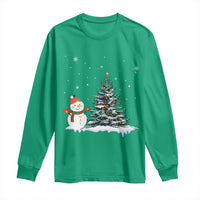 Christmas Snowman Long Sleeve Shirt Funny Snowmen With Christmas Tree - Wonder Print Shop