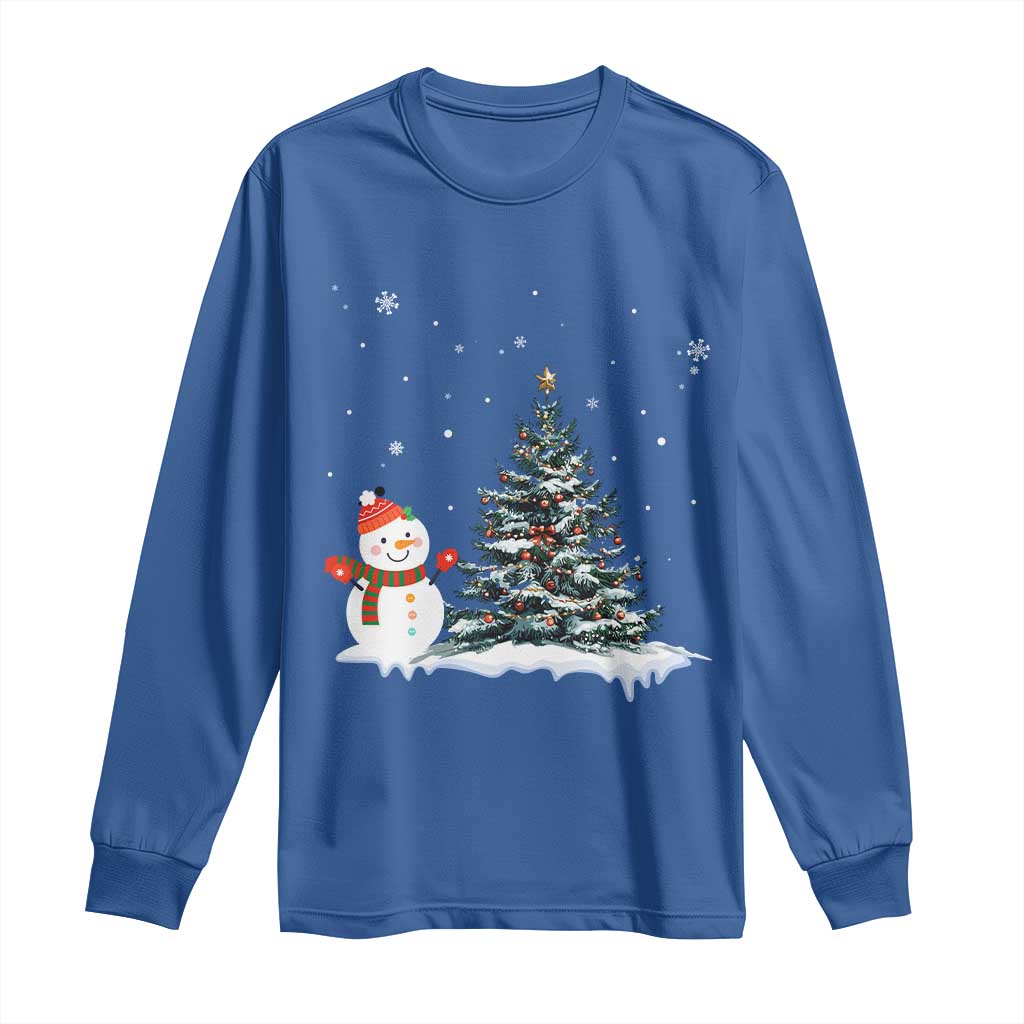 Christmas Snowman Long Sleeve Shirt Funny Snowmen With Christmas Tree - Wonder Print Shop