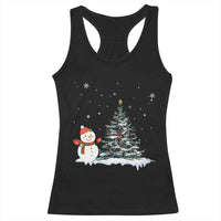 Christmas Snowman Racerback Tank Top Funny Snowmen With Christmas Tree - Wonder Print Shop