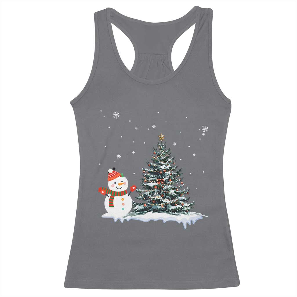 Christmas Snowman Racerback Tank Top Funny Snowmen With Christmas Tree - Wonder Print Shop