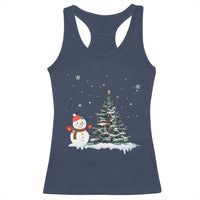 Christmas Snowman Racerback Tank Top Funny Snowmen With Christmas Tree - Wonder Print Shop