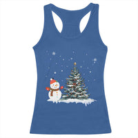 Christmas Snowman Racerback Tank Top Funny Snowmen With Christmas Tree - Wonder Print Shop