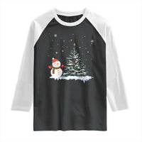 Christmas Snowman Raglan Shirt Funny Snowmen With Christmas Tree - Wonder Print Shop