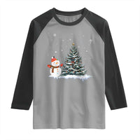 Christmas Snowman Raglan Shirt Funny Snowmen With Christmas Tree - Wonder Print Shop
