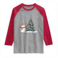 Christmas Snowman Raglan Shirt Funny Snowmen With Christmas Tree - Wonder Print Shop