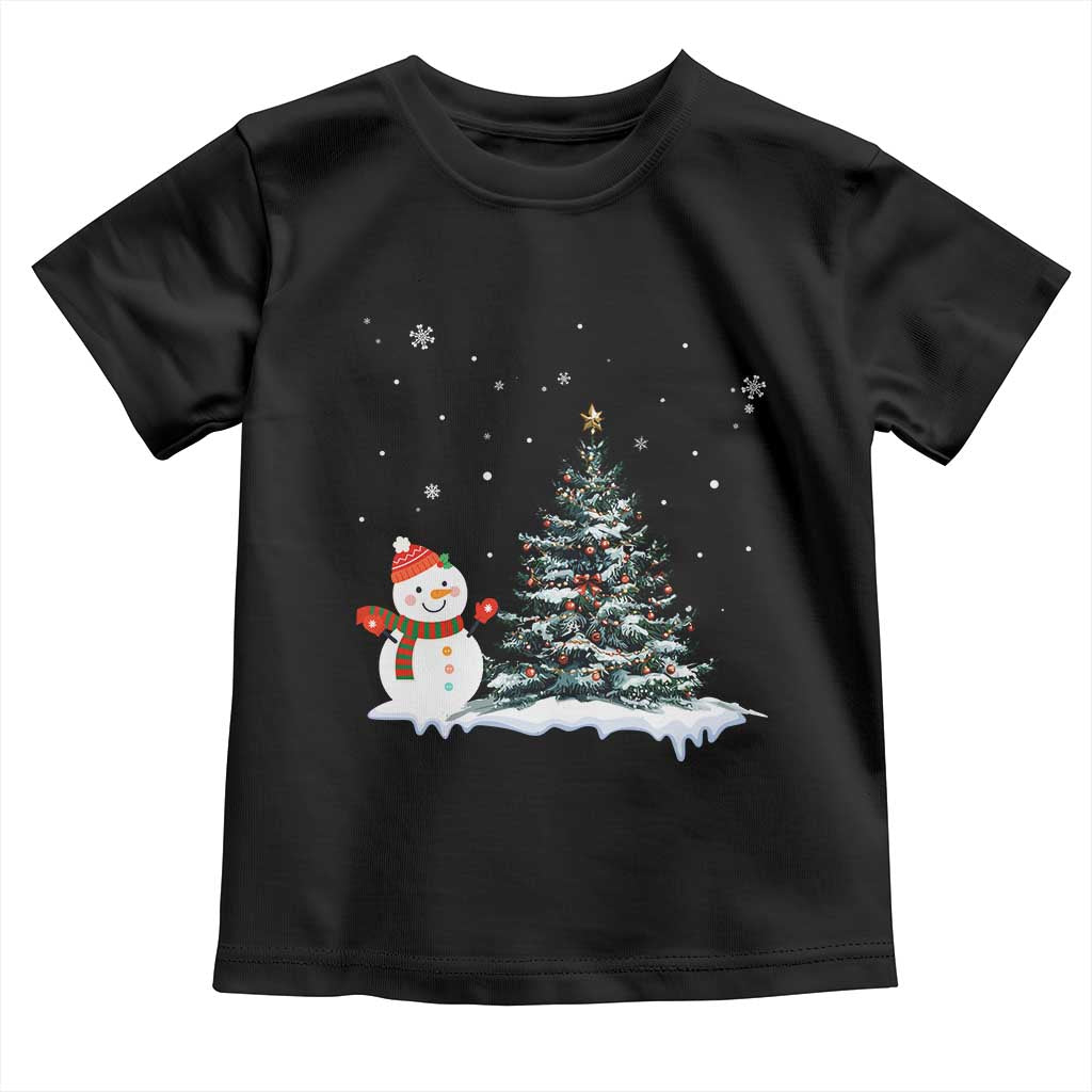 Christmas Snowman Toddler T Shirt Funny Snowmen With Christmas Tree - Wonder Print Shop