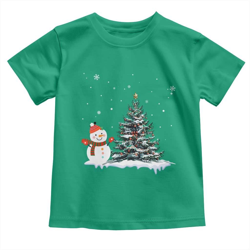 Christmas Snowman Toddler T Shirt Funny Snowmen With Christmas Tree - Wonder Print Shop