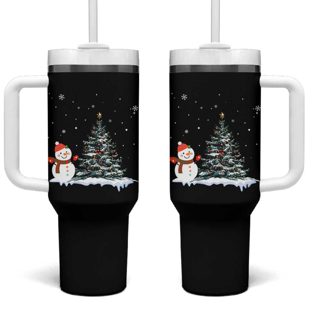 Christmas Snowman Tumbler With Handle Funny Snowmen With Christmas Tree