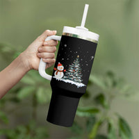 Christmas Snowman Tumbler With Handle Funny Snowmen With Christmas Tree