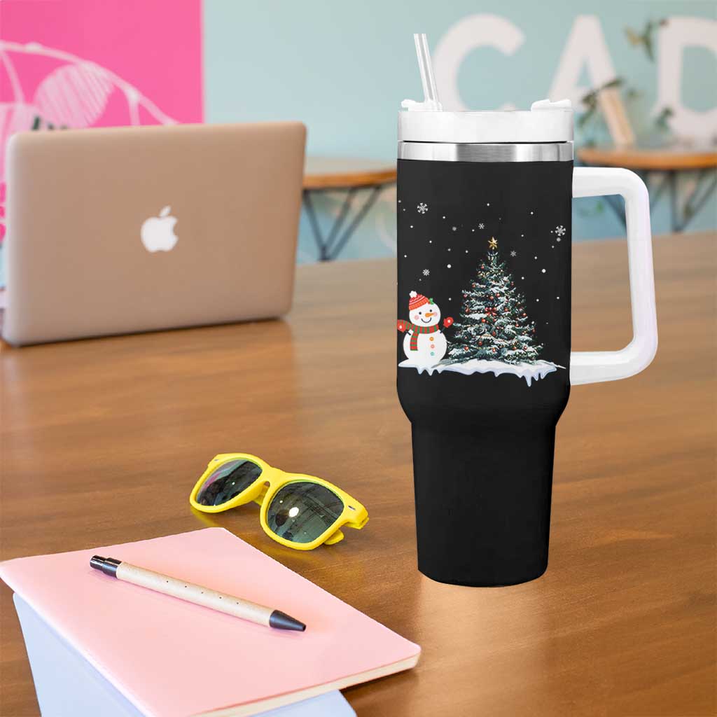 Christmas Snowman Tumbler With Handle Funny Snowmen With Christmas Tree