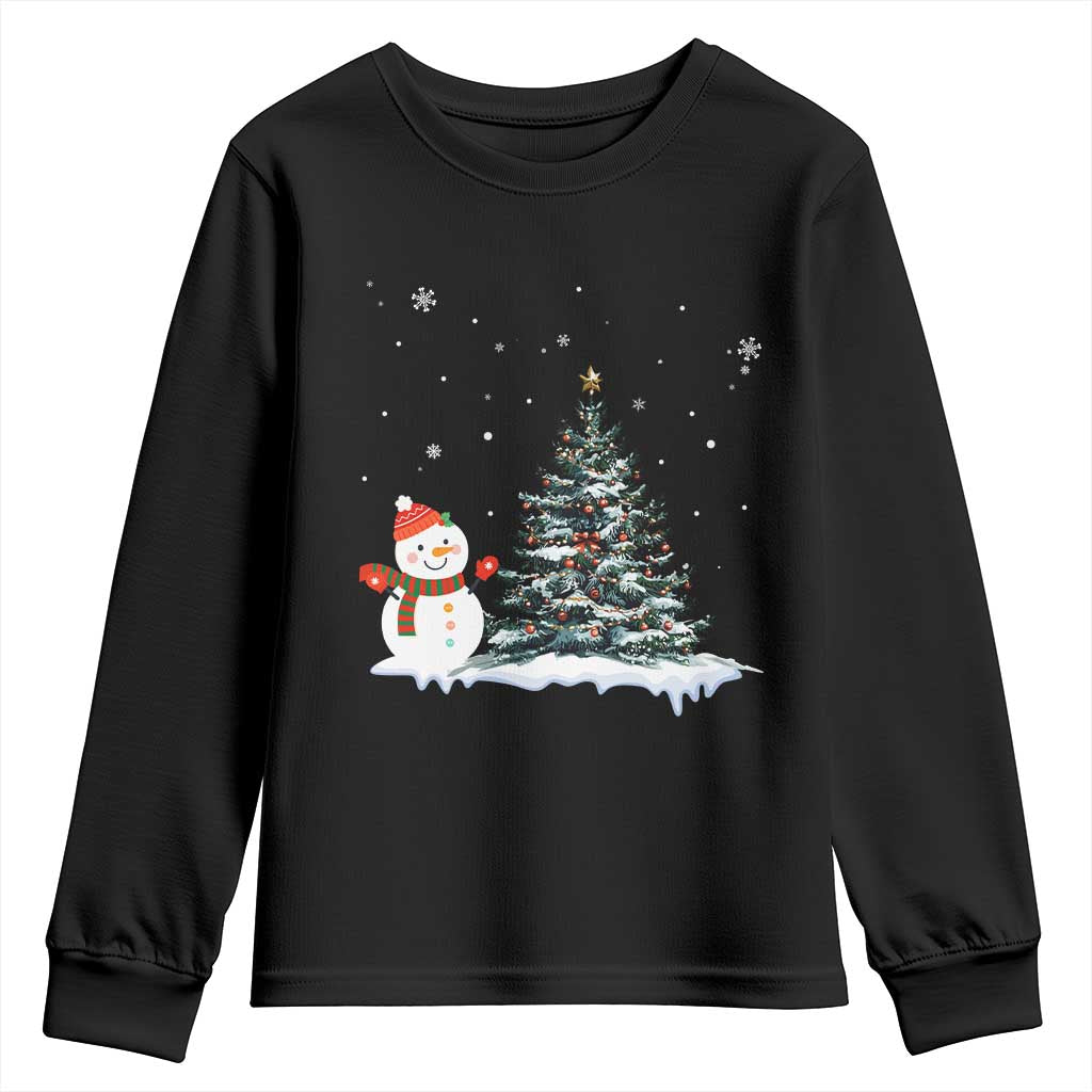Christmas Snowman Youth Sweatshirt Funny Snowmen With Christmas Tree - Wonder Print Shop