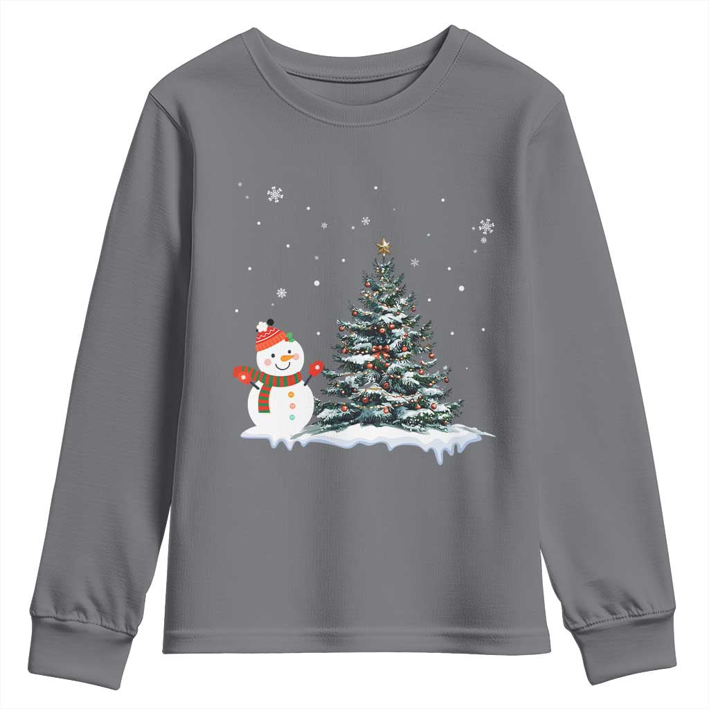 Christmas Snowman Youth Sweatshirt Funny Snowmen With Christmas Tree - Wonder Print Shop