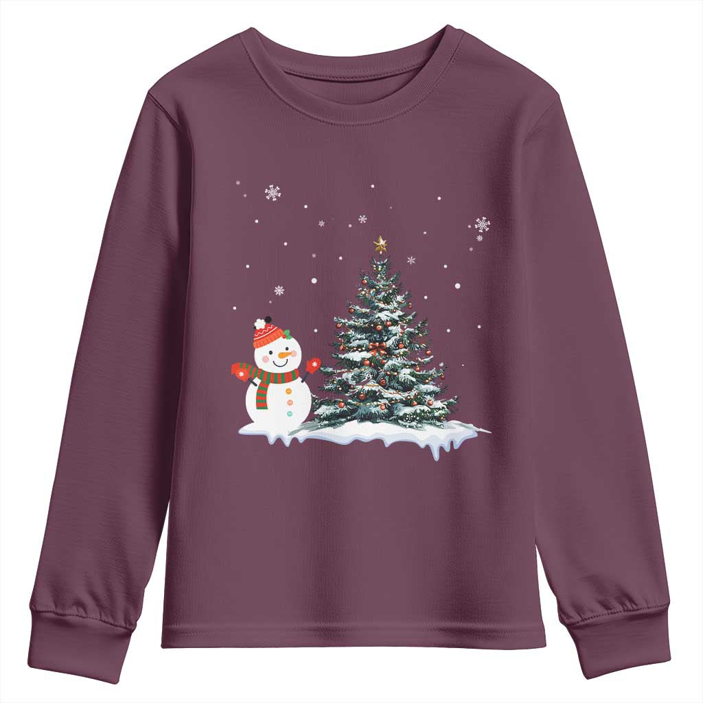 Christmas Snowman Youth Sweatshirt Funny Snowmen With Christmas Tree - Wonder Print Shop