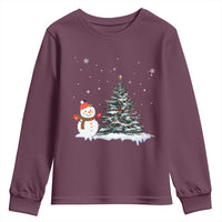Christmas Snowman Youth Sweatshirt Funny Snowmen With Christmas Tree - Wonder Print Shop