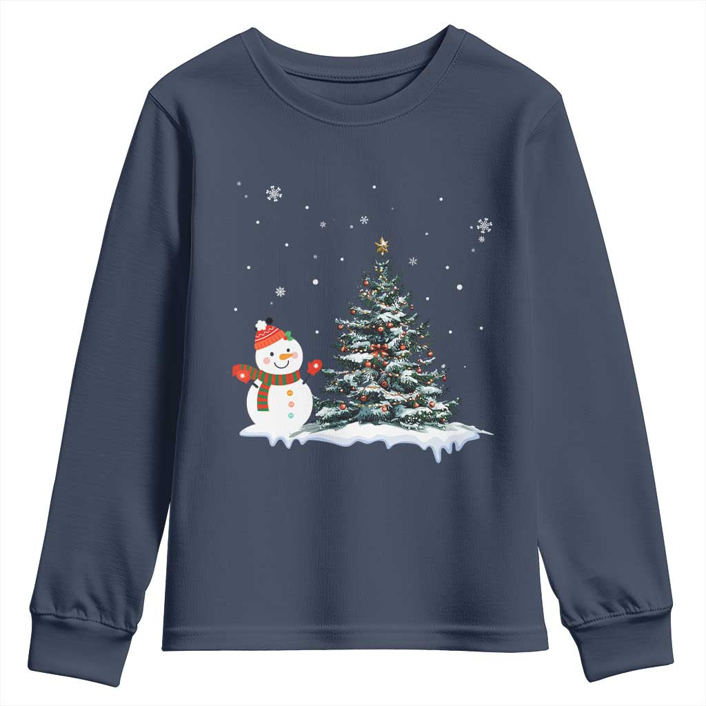 Christmas Snowman Youth Sweatshirt Funny Snowmen With Christmas Tree - Wonder Print Shop