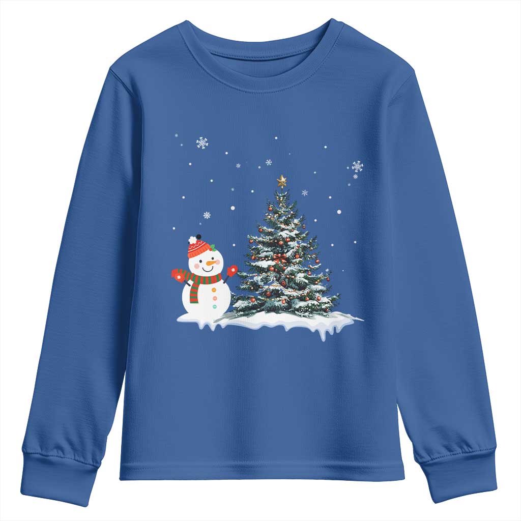 Christmas Snowman Youth Sweatshirt Funny Snowmen With Christmas Tree - Wonder Print Shop