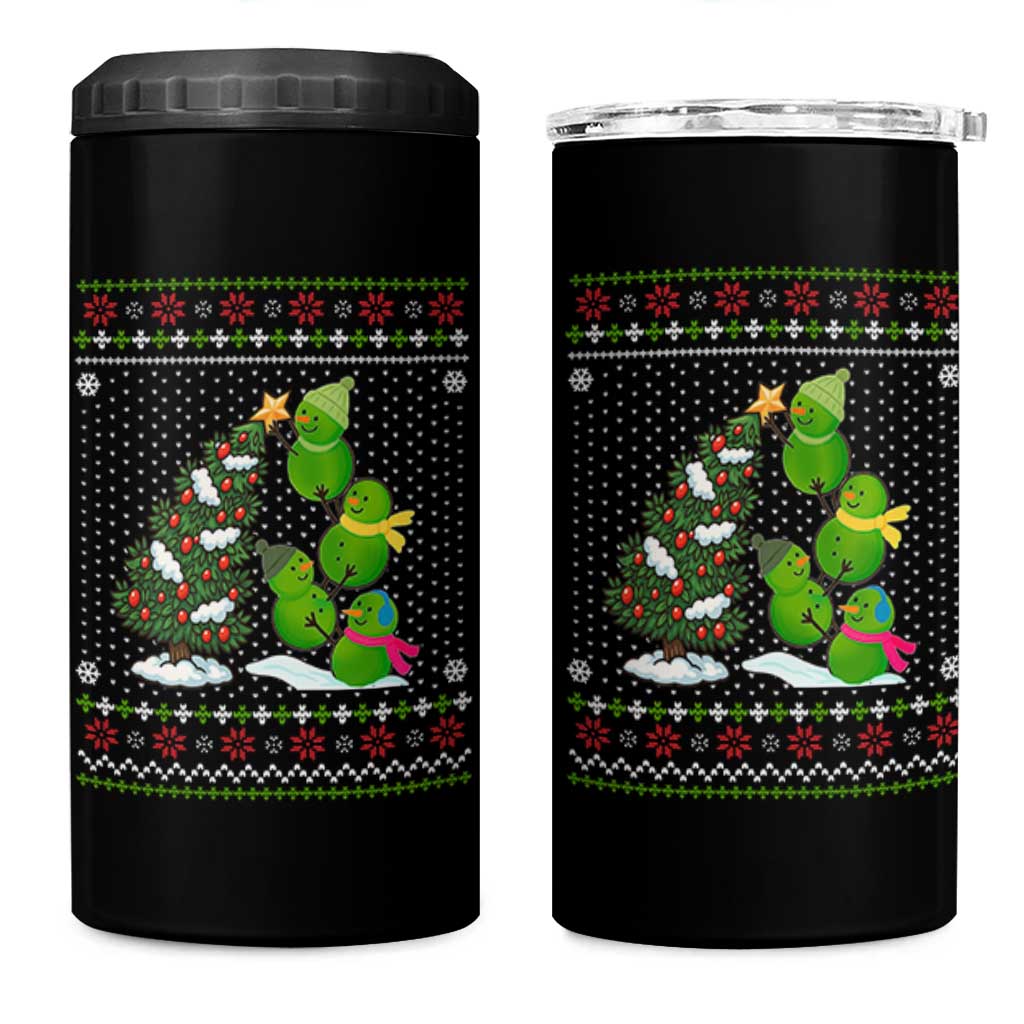 Christmas Snowman Squad 4 in 1 Can Cooler Tumbler Funny Holiday Snowmen With Xmas Tree
