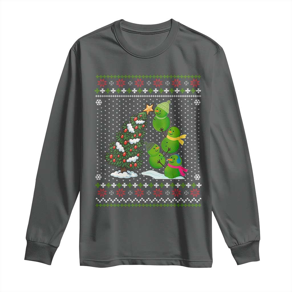 Christmas Snowman Squad Long Sleeve Shirt Funny Holiday Snowmen With Xmas Tree - Wonder Print Shop