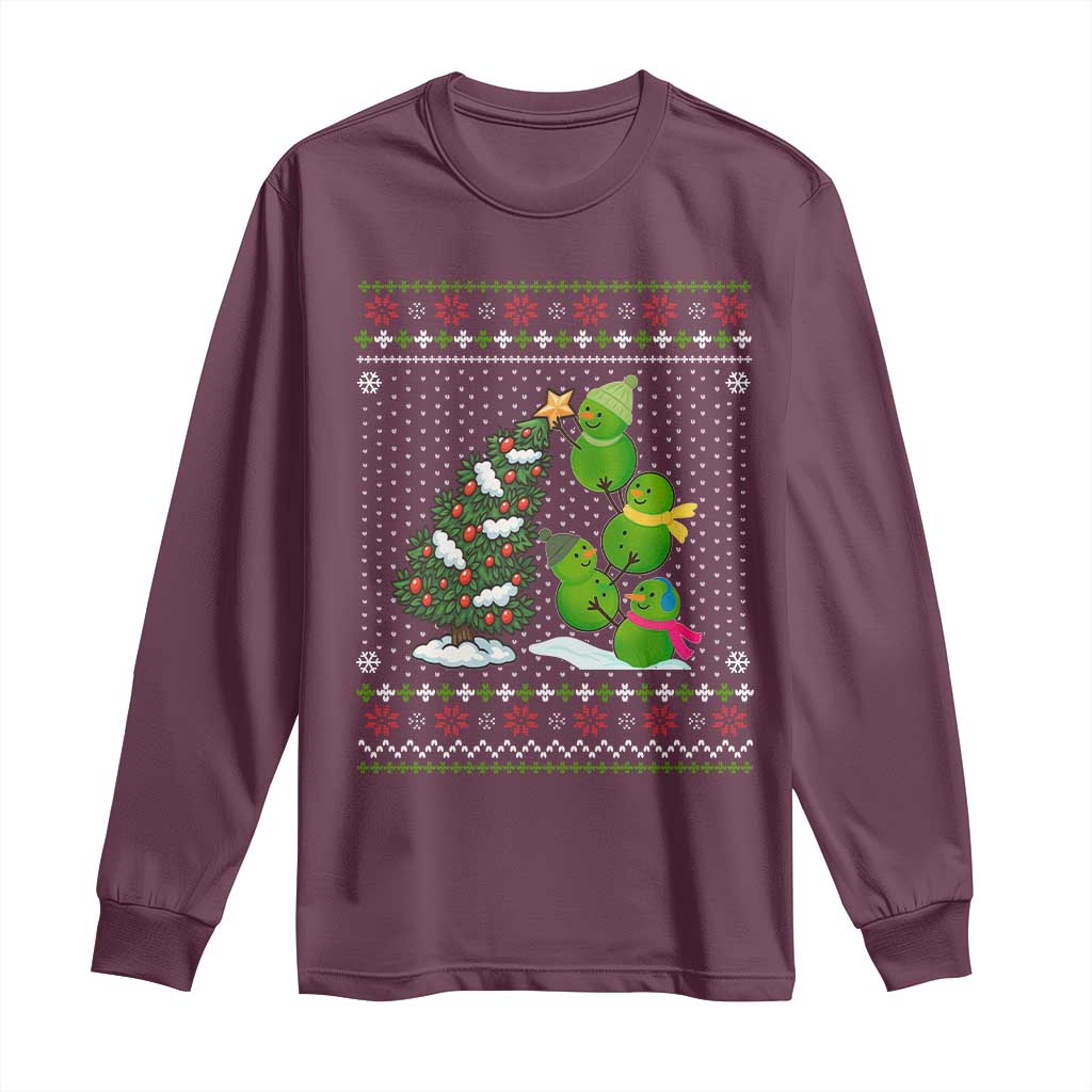 Christmas Snowman Squad Long Sleeve Shirt Funny Holiday Snowmen With Xmas Tree - Wonder Print Shop