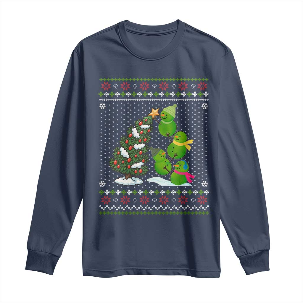 Christmas Snowman Squad Long Sleeve Shirt Funny Holiday Snowmen With Xmas Tree - Wonder Print Shop