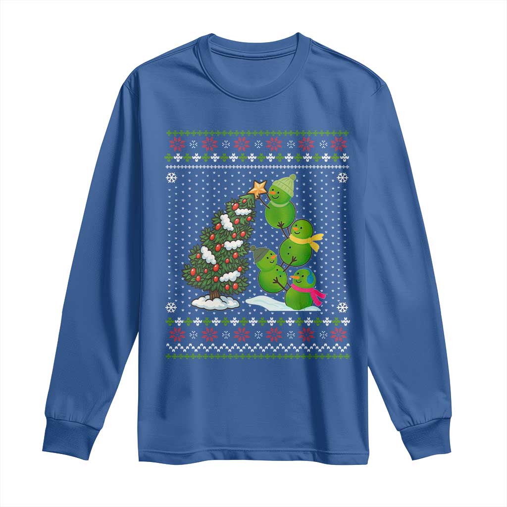 Christmas Snowman Squad Long Sleeve Shirt Funny Holiday Snowmen With Xmas Tree - Wonder Print Shop