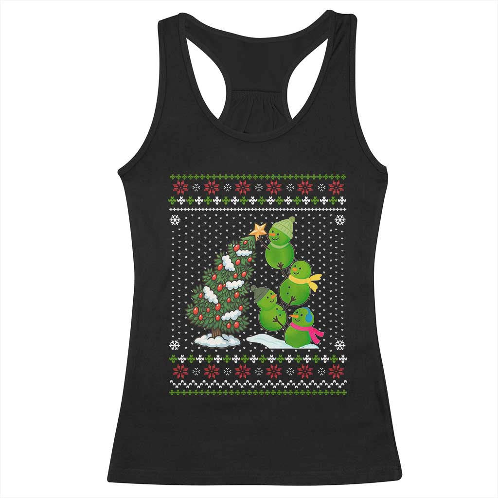 Christmas Snowman Squad Racerback Tank Top Funny Holiday Snowmen With Xmas Tree - Wonder Print Shop