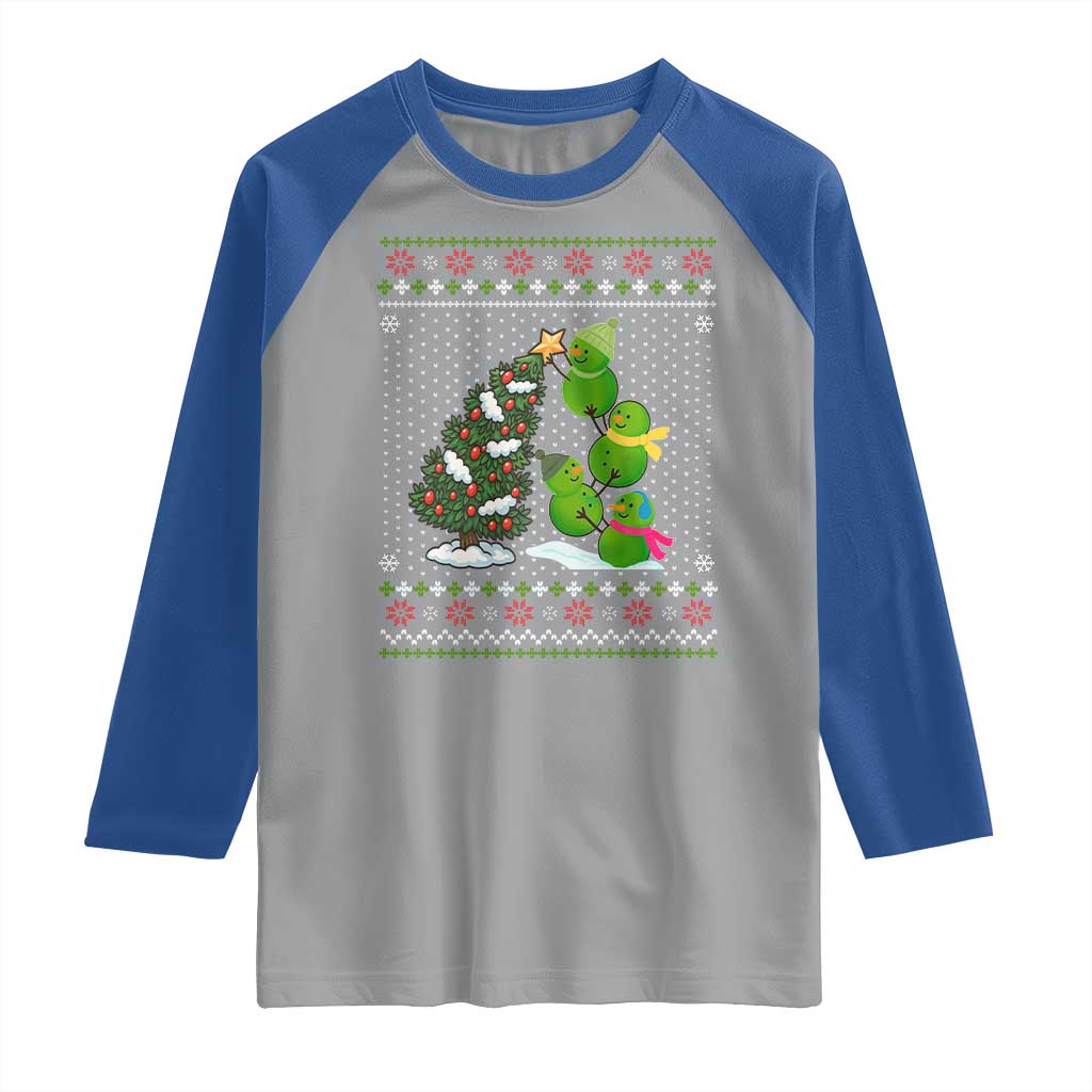 Christmas Snowman Squad Raglan Shirt Funny Holiday Snowmen With Xmas Tree - Wonder Print Shop