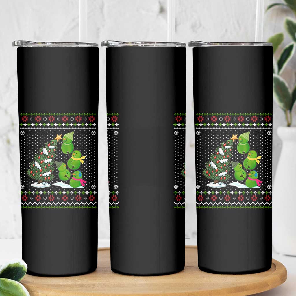 Christmas Snowman Squad Skinny Tumbler Funny Holiday Snowmen With Xmas Tree