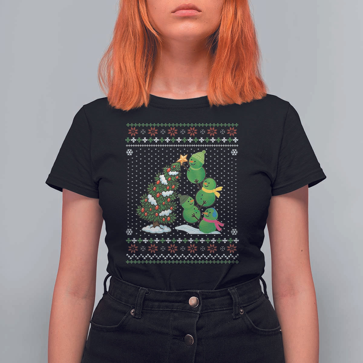 Christmas Snowman Squad T Shirt For Women Funny Holiday Snowmen With Xmas Tree - Wonder Print Shop