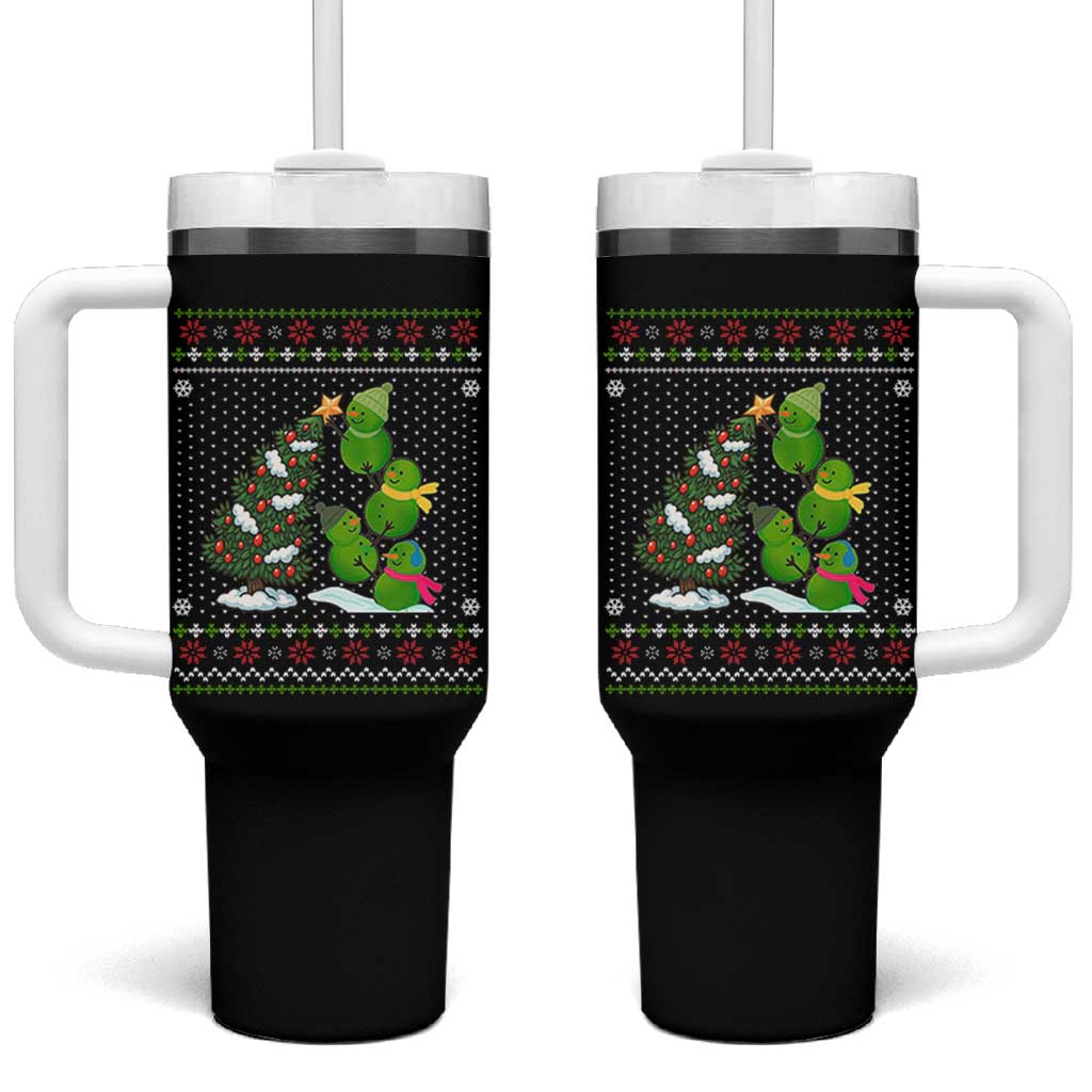Christmas Snowman Squad Tumbler With Handle Funny Holiday Snowmen With Xmas Tree